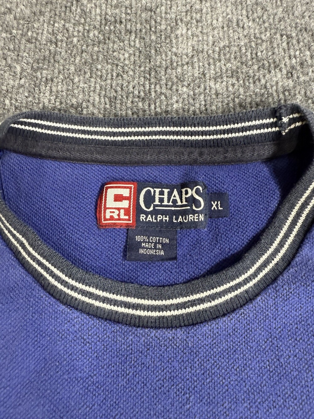 Chaps Ralph Lauren T Shirt Mens XL Blue Pique Crew Neck Cotton Short Sleeve - Picture 7 of 10
